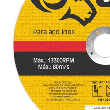 100 DISCOS DE CORTE INOX 115 X 22 MM CARNEIRO 40401001 100 DISCOS DE CORTE INOX 115 X 22 MM CARNEIRO 40401001