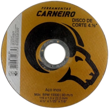 100 DISCOS DE CORTE INOX 115 X 22 MM CARNEIRO 40401001