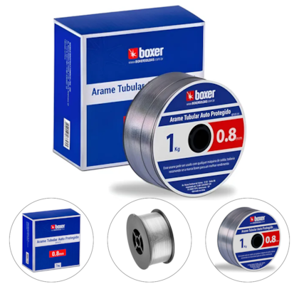 ARAME MIG 0,8MM (DISPENSA O USO DE GAS) BOBINA COM 1KG AUTO PROTEGIDO E71T-11 - BOXER