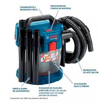 ASPIRADOR DE PO 18V GAS 18V-10L - 06019C6300 BOSCH ASPIRADOR DE PO 18V GAS 18V-10L - 06019C6300 BOSCH