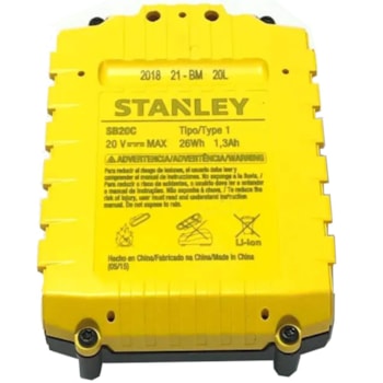 BATERIA 20V 1,3AH LÍTIO-ION  - SB20C STANLEY BATERIA 20V 1,3AH LÍTIO-ION  - SB20C STANLEY