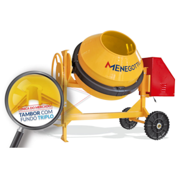 BETONEIRA 400L RENTAL 2CV MONOFASICA 220V COM RODA MACICA E KIT SEGURANCA  - MENEGOTTI