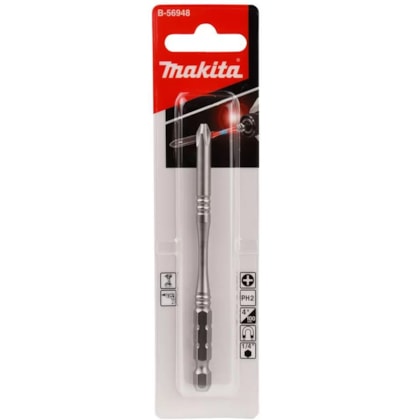 BIT DE TORÇÃO PH2 MAGNÉTICO 100 MM PRATEADO ENCAIXE 1/4”- B-56948 MAKITA BIT DE TORÇÃO PH2 MAGNÉTICO 100 MM PRATEADO ENCAIXE 1/4”- B-56948 MAKITA