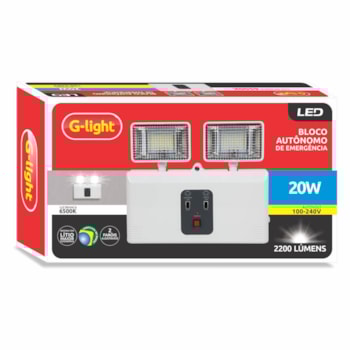 BLOCO AUTÔNOMO LED P/ ILUMINAÇÃO DE EMERGÊNCIA 20W 6500K 2200 LUMENS - 200.22.0022-0 G-LIGHT BLOCO AUTÔNOMO LED P/ ILUMINAÇÃO DE EMERGÊNCIA 20W 6500K 2200 LUMENS - 200.22.0022-0 G-LIGHT