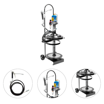 BOMBA PROPULSORA PNEUMATICA PARA GRAXA 18KG A 24KG COM CARRINHO STRIKE SYSTEM 11030-G5 - BOZZA