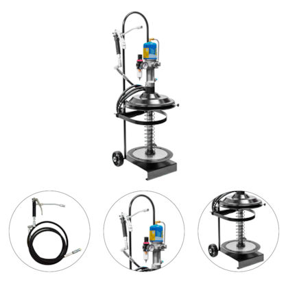 BOMBA PROPULSORA PNEUMATICA PARA GRAXA 18KG A 24KG COM CARRINHO STRIKE SYSTEM 11030-G5 - BOZZA