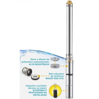 BOMBA SUBMERSA CANETA INOX 2,5" 0,75CV  - 16009008 SOMAR Voltagem:220V BOMBA SUBMERSA CANETA INOX 2,5" 0,75CV  - 16009008 SOMAR Voltagem:220V