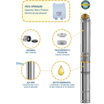 BOMBA SUBMERSA INOX 3" 1,5CV COM PAINEL DE CONTROLE 16006012 SOMAR