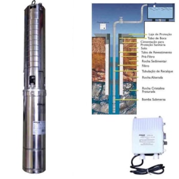 BOMBA SUBMERSA INOX 4" 0,5CV COM PAINEL DE CONTROLE 16007222 SOMAR Voltagem:220V BOMBA SUBMERSA INOX 4" 0,5CV COM PAINEL DE CONTROLE 16007222 SOMAR Voltagem:220V