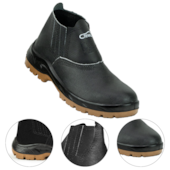 BOTA COM ELÁSTICO COURO PRETA BICO DE PLÁSTICO BIDENSIDADE CP080 PLUS - CRIVAL BOTA COM ELÁSTICO COURO PRETA BICO DE PLÁSTICO BIDENSIDADE CP080 PLUS - CRIVAL