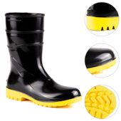 BOTA DE PVC ACQUAFLEX CANO CURTO PRETA SOLA AMARELA SEM FORRO 82BPC600SF - BRACOL BOTA DE PVC ACQUAFLEX CANO CURTO PRETA SOLA AMARELA SEM FORRO 82BPC600SF - BRACOL