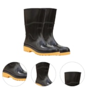 BOTA GALOCHA PVC IMPERMEÁVEL CANO MÉDIO PRETO COM SOLADO AMARELO - WORKFLEX BOTA GALOCHA PVC IMPERMEÁVEL CANO MÉDIO PRETO COM SOLADO AMARELO - WORKFLEX