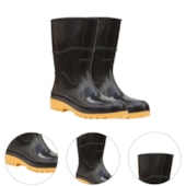 BOTA GALOCHA PVC IMPERMEÁVEL CANO MÉDIO PRETO COM SOLADO AMARELO - WORKFLEX