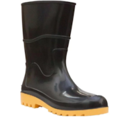 BOTA GALOCHA PVC IMPERMEÁVEL CANO MÉDIO PRETO COM SOLADO AMARELO - WORKFLEX