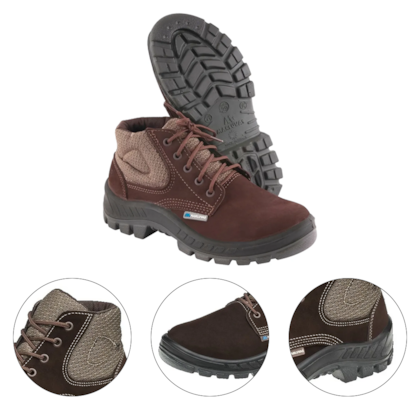 BOTA N° 39 NOBUCK MARROM COM CADARCO BICO PLASTICO BIDENSIDADE 50B26CBBPCX - MARLUVAS