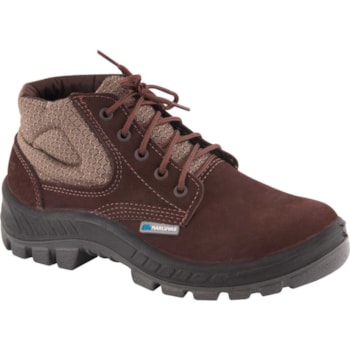 BOTA N° 39 NOBUCK MARROM COM CADARCO BICO PLASTICO BIDENSIDADE 50B26CBBPCX - MARLUVAS