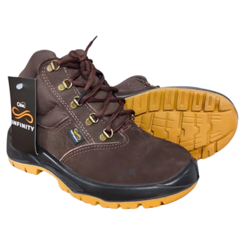 BOTA N° 42 NOBUCK CAFE COM CADARCO BICO PLASTICO PU BIDENSIDADE CA 49181 INFINITY CP094C - CRIVAL