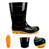 BOTA PVC CANO MEDIO PRETO COM SOLADO AMARELO CA 50964 - CRIVAL