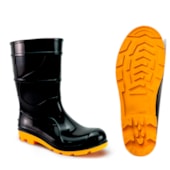 BOTA PVC CANO MEDIO PRETO COM SOLADO AMARELO CA 50964 - CRIVAL