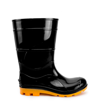 BOTA PVC CANO MEDIO PRETO COM SOLADO AMARELO CA 50964 - CRIVAL