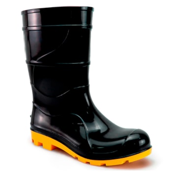 BOTA PVC CANO MEDIO PRETO COM SOLADO AMARELO CA 50964 - CRIVAL