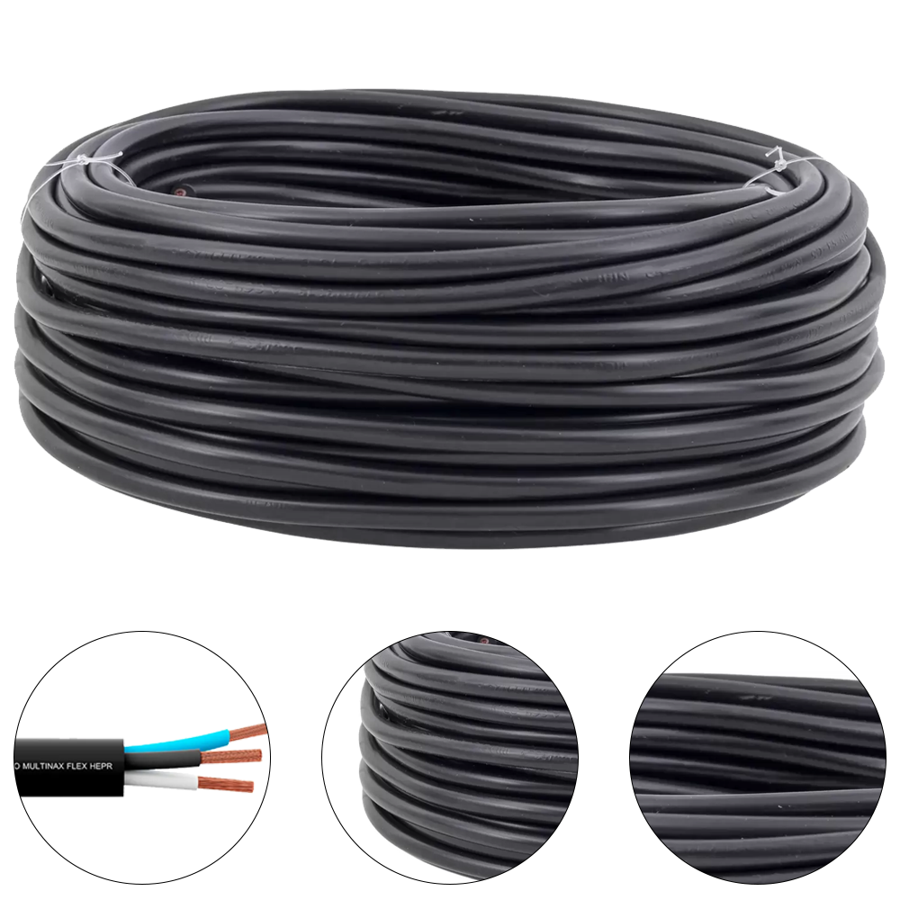 CABO PP MULTINAX FLEX HEPR 3X4,0MM² PRETO - 1530604401 COBRECOM