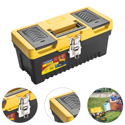 CAIXA PLÁSTICA DE FERRAMENTAS 13" COM BANDEJA REMOVÍVEL E TRAVA METÁLICA - 43803013 TRAMONTINA CAIXA PLÁSTICA DE FERRAMENTAS 13" COM BANDEJA REMOVÍVEL E TRAVA METÁLICA - 43803013 TRAMONTINA