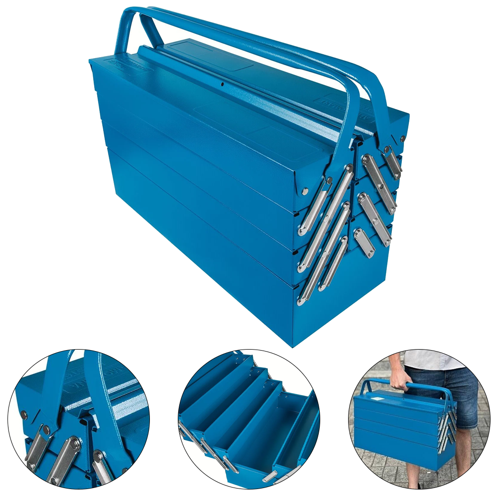 CAIXA SANFONADA PARA FERRAMENTAS MASTER COM 7 GAVETAS AZUL