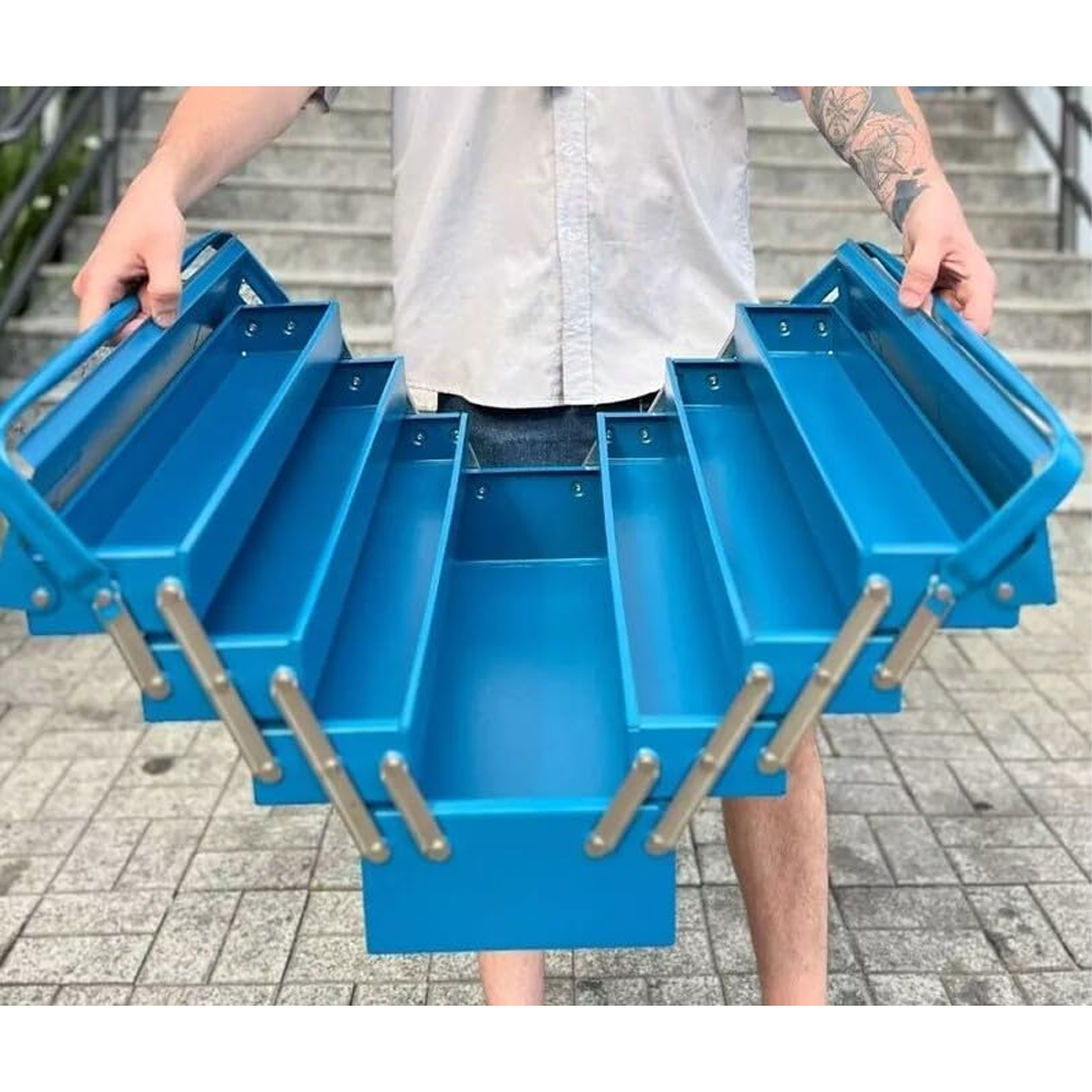 CAIXA SANFONADA PARA FERRAMENTAS MASTER COM 7 GAVETAS AZUL