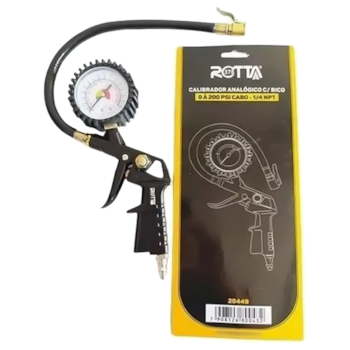 CALIBRADOR ANALÓGICO COM BICO 200PSI CABO 1/4" NPT - 20449 ROTTA CALIBRADOR ANALÓGICO COM BICO 200PSI CABO 1/4" NPT - 20449 ROTTA