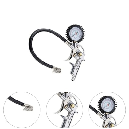 CALIBRADOR MANUAL 220PSI ENTR 1/4" COM MANGUEIRA E BICO PRESILHA - STEELS CALIBRADOR MANUAL 220PSI ENTR 1/4" COM MANGUEIRA E BICO PRESILHA - STEELS