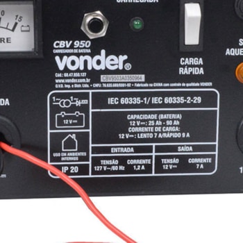 CARREGADOR DE BATERIAS 127v 90A CBV 950 - VONDER