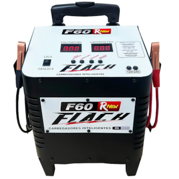 CARREGADOR INTELIGENTE DE BATERIA 12V/24V TENSAO DE SAIDA 20AH COM PAINEL DIGITAL E AUXILIADOR DE PARTIDA 60AH - F60 RNEW FLACH