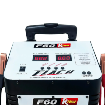 CARREGADOR INTELIGENTE DE BATERIA 12V/24V TENSAO DE SAIDA 20AH COM PAINEL DIGITAL E AUXILIADOR DE PARTIDA 60AH - F60 RNEW FLACH