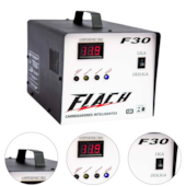 CARREGADOR INTELIGENTE DE BATERIA 30V/12V TENSAO DE SAIDA 30AH COM PAINEL DIGITAL E AUXILIADOR DE PARTIDA 30AH - F30 FLACH