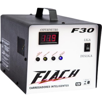CARREGADOR INTELIGENTE DE BATERIA 30V/12V TENSAO DE SAIDA 30AH COM PAINEL DIGITAL E AUXILIADOR DE PARTIDA 30AH - F30 FLACH