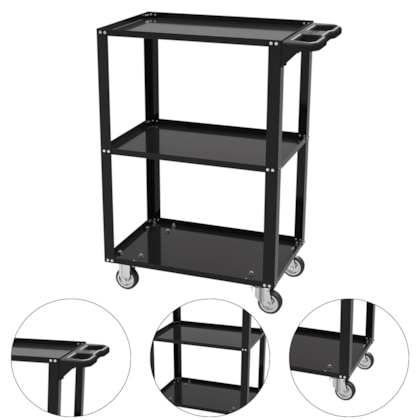CARRO P/ FERRAMENTAS PRETO ABERTO C/ 3 BANDEJAS DESMONTAVEL - 44950951 TRAMONTINA PRO CARRO P/ FERRAMENTAS PRETO ABERTO C/ 3 BANDEJAS DESMONTAVEL - 44950951 TRAMONTINA PRO