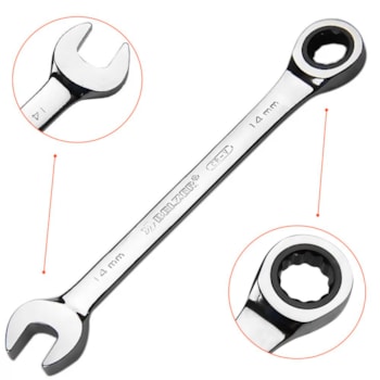 CHAVE COMBINADA COM CATRACA 14 MM - 9114BT BELZER CHAVE COMBINADA COM CATRACA 14 MM - 9114BT BELZER
