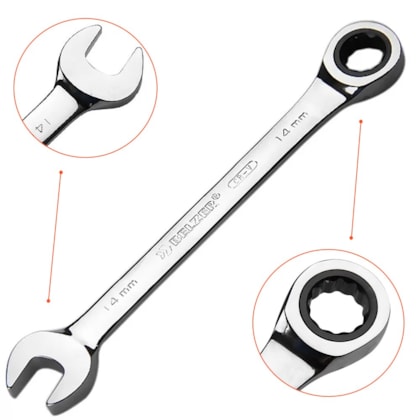 CHAVE COMBINADA COM CATRACA 14 MM - 9114BT BELZER CHAVE COMBINADA COM CATRACA 14 MM - 9114BT BELZER