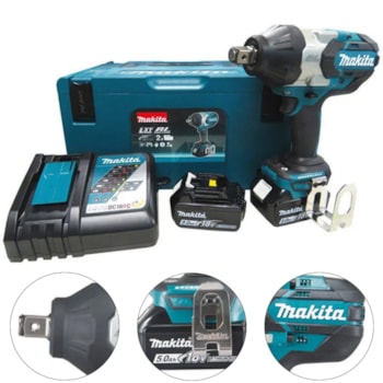 CHAVE DE IMPACTO A BATERIA 18V 3/4 1050NM DTW1001RTJ - MAKITA Voltagem:BIVOLT