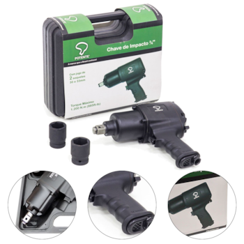 CHAVE DE IMPACTO PNEUMÁTICA 3/4" 1200NM COM MALETA E SOQUETES - 01.41.PN3402120 POTENTE BRASIL CHAVE DE IMPACTO PNEUMÁTICA 3/4" 1200NM COM MALETA E SOQUETES - 01.41.PN3402120 POTENTE BRASIL