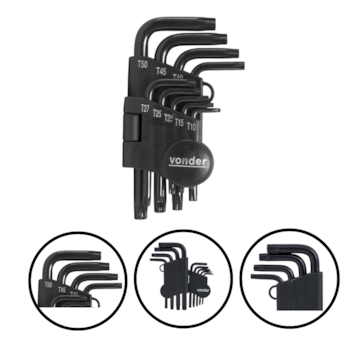 CHAVE HEXALOBULAR TORK 9PC T10-T50 CRV - 3573010050 VONDER CHAVE HEXALOBULAR TORK 9PC T10-T50 CRV - 3573010050 VONDER