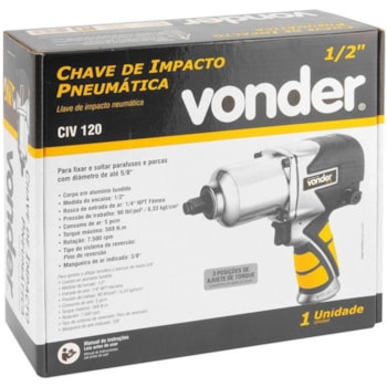 CHAVE IMPACTO PNEUMATICA 1/2 POLEGADA - CIV 120 VONDER CHAVE IMPACTO PNEUMATICA 1/2 POLEGADA - CIV 120 VONDER