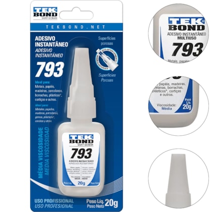 COLA INSTANTÂNEA 793 20G BICO - 64266 TEKBOND COLA INSTANTÂNEA 793 20G BICO - 64266 TEKBOND