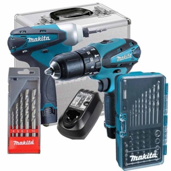 Combo Furadeira e Parafusadeira A Bateria 12v Makita + Kit de Acessórios Voltagem:BIVOLT Combo Furadeira e Parafusadeira A Bateria 12v Makita + Kit de Acessórios Voltagem:BIVOLT
