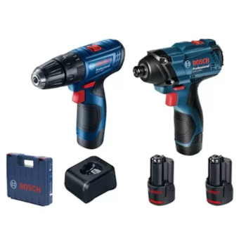 COMBO PARAFUSADEIRA GSB 120-LI + CHAVE IMPACTO GDR 120-LI + KIT - 06019G81E3 BOSCH