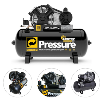 COMPRESSOR DE AR 10 PES 100L 140PSI VORTEX300 2HP MONOFASICO 220V - PRESSURE