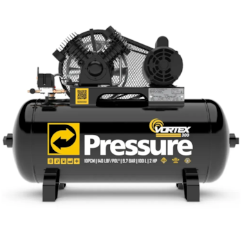 COMPRESSOR DE AR 10 PES 100L 140PSI VORTEX300 2HP MONOFASICO 220V - PRESSURE