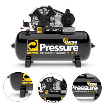 COMPRESSOR DE AR 100L 10PES 140PSI VORTEX 300 2HP 127/220V - 8975701241 PRESSURE