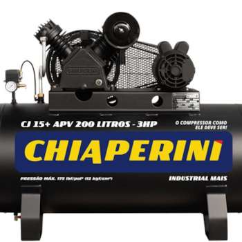 COMPRESSOR DE AR 15 PES 200L 3HP 175PSI 15+APV + APV IP21 MONOFASICO 110V / 220V - CHIAPERINI